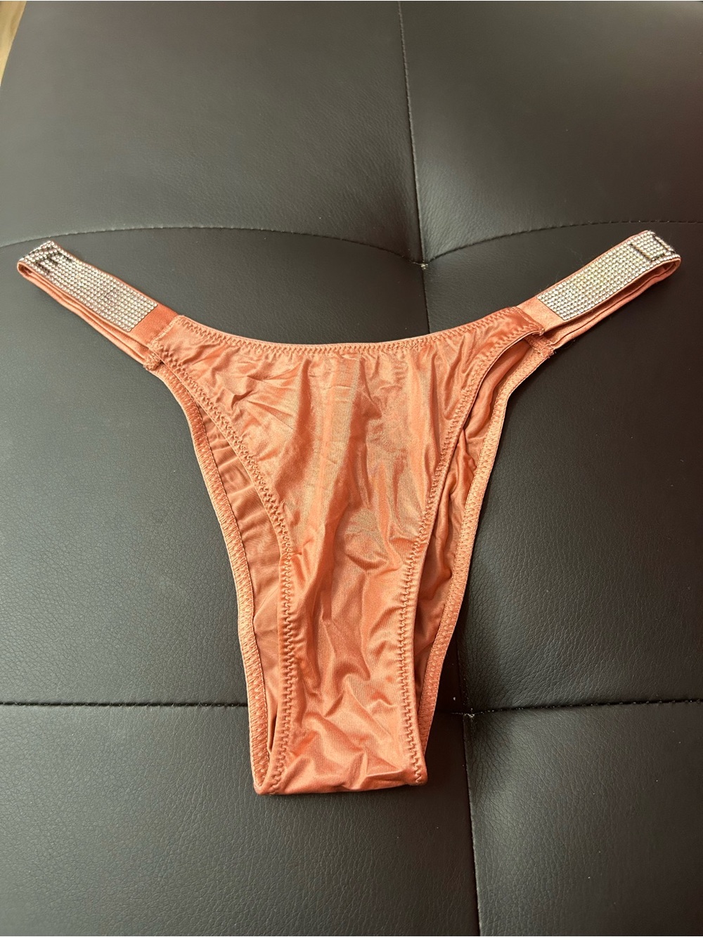 Girls' Shimmery Rust Bikini Bottom with Crystal Straps